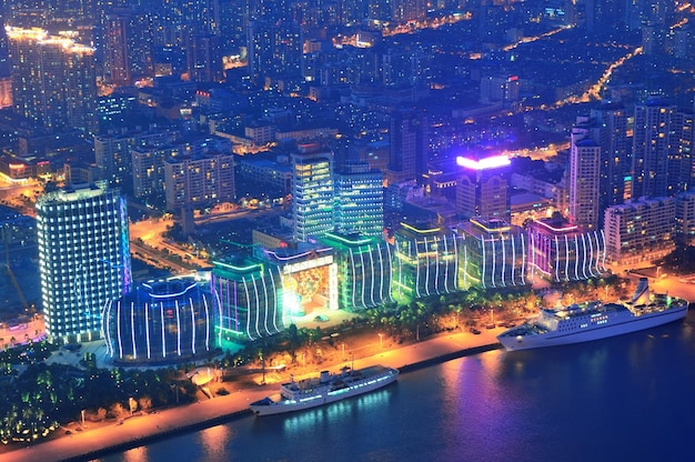 Shanghai Aerial View of Urban Architecture at Dusk – Free Download