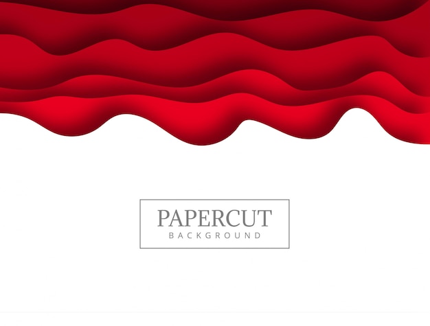 Abstract Red Papercut Wave Background – Free Download