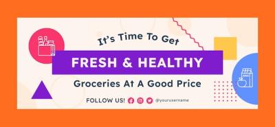 Flat Design Supermarket Facebook Cover – Free to Download