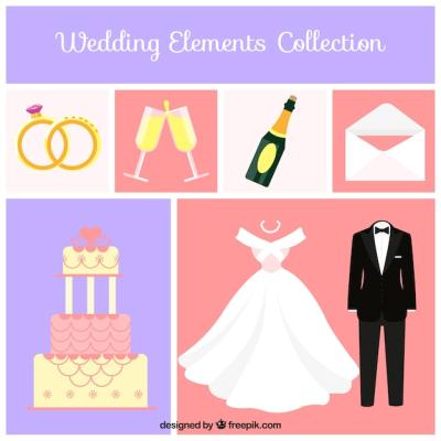 Stunning Flat Design Wedding Elements – Free Download