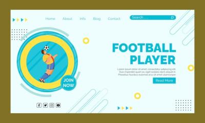 Flat Design Football Player Landing Page – Free Download