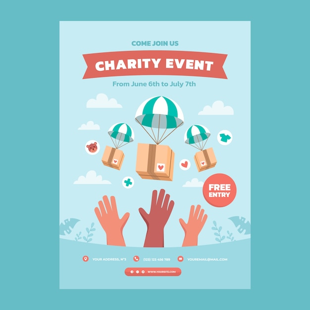 Hand Drawn Charity Event Invitation Template – Free Download