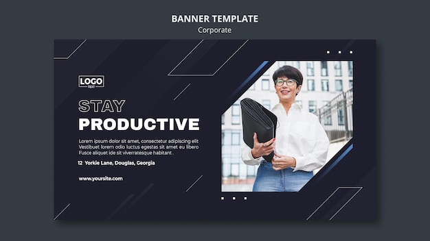 Professional Business Corporation Horizontal Banner Template – Free Download