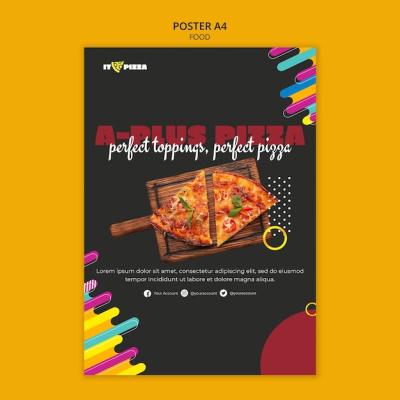 Delicious Flat Design Pizza Poster – Free Download