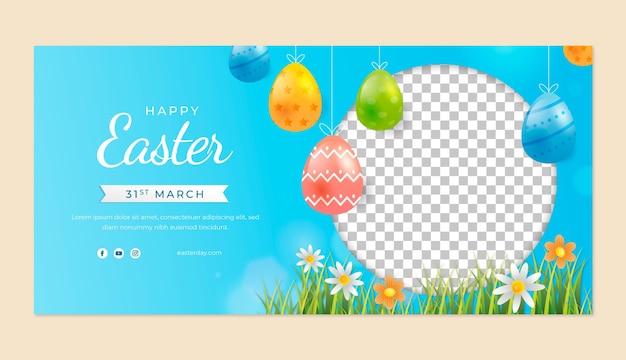 Gradient Horizontal Banner Template for Easter Celebration – Free Download