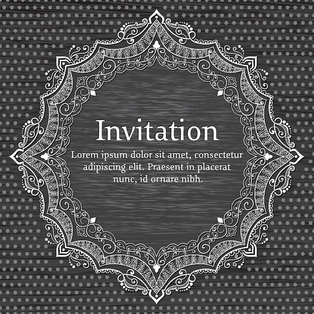 Wedding Invitation and Announcement Card with Ornamental Round Lace – Free Download