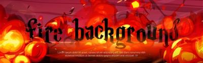 Cartoon Fire Background with Red Bomb Explosion and Clouds – Free Download