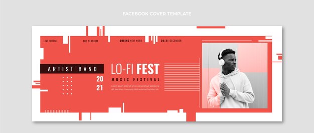 Minimal Flat Design Music Festival Facebook Cover – Free Download