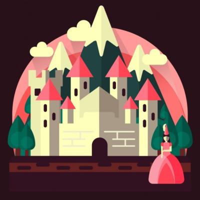 Princess with Castle in Flat Design – Free Stock Photo, Download for Free