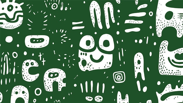 Doodle Icons on Green Background – Free Download