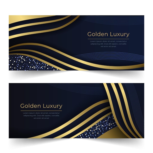 Gradient Golden Luxury Banners Set – Free Download