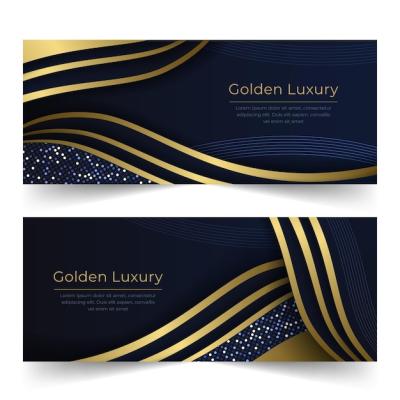 Gradient Golden Luxury Banners Set – Free Download