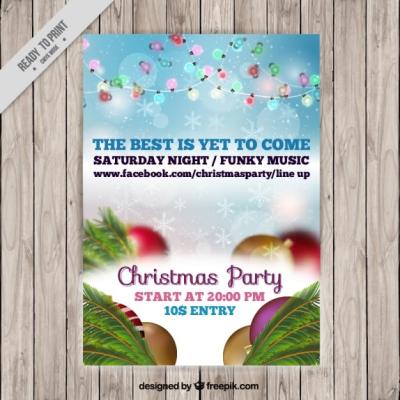 Christmas Party Brochure Featuring Festive Ornaments – Free Download