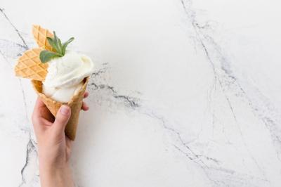 Decorated Vanilla Ice Cream Waffle Cone – Free Stock Photo for Download