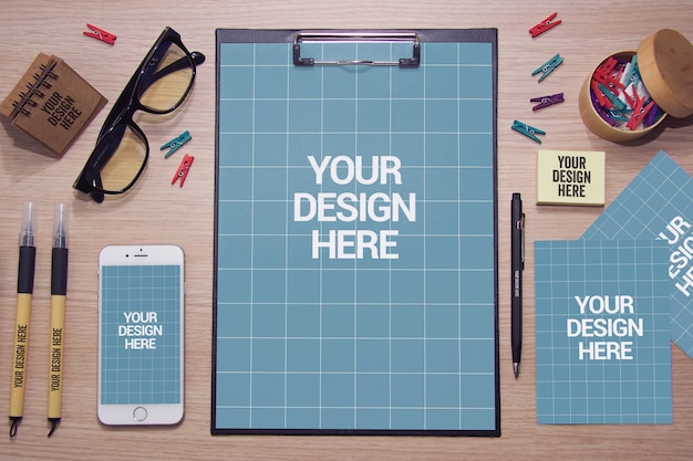 Stationery Mockup on Desk – Free Download