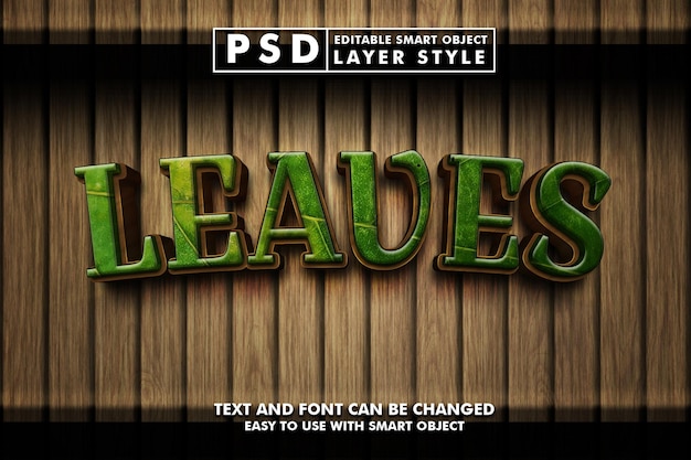 3D Text Effect with Leaves – Free Download