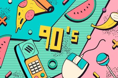 Hand Drawn Nostalgic 90’s Background – Free Download