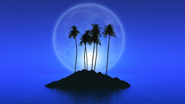 Palm Tree Island Against a Fictional Planet – Free to Download