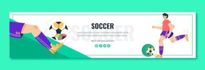 Flat Design Soccer Twitch Banner Template – Free Download