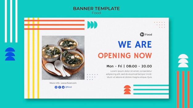 Horizontal Banner Template Featuring Asian Cuisine Dishes – Free Download