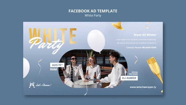 White Party Facebook Template Featuring Glass – Free Download