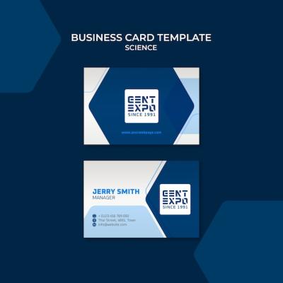 Horizontal Business Card Template for Science and Tech – Free Download