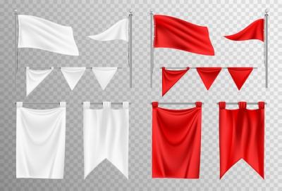 Realistic White and Red Flag Mockup Set – Free Stock Photo for Download