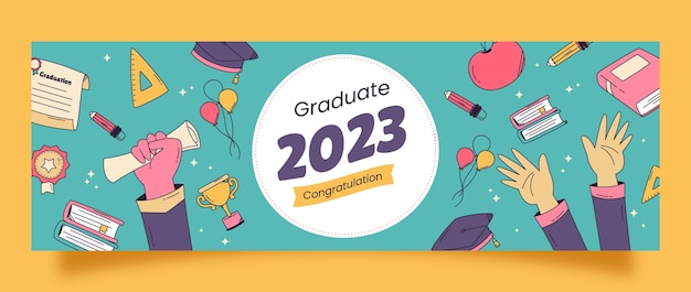 Hand Drawn Twitter Header Template for School Graduation – Free Download