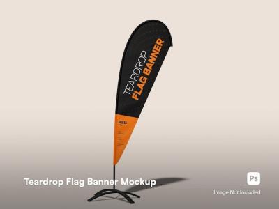 Modern Teardrop Flag Banner 3D Isolated Mockup with Flagpole – Free Download