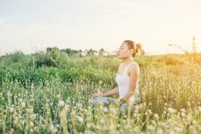 Girl Meditating at Sunset – Free Stock Photo for Download