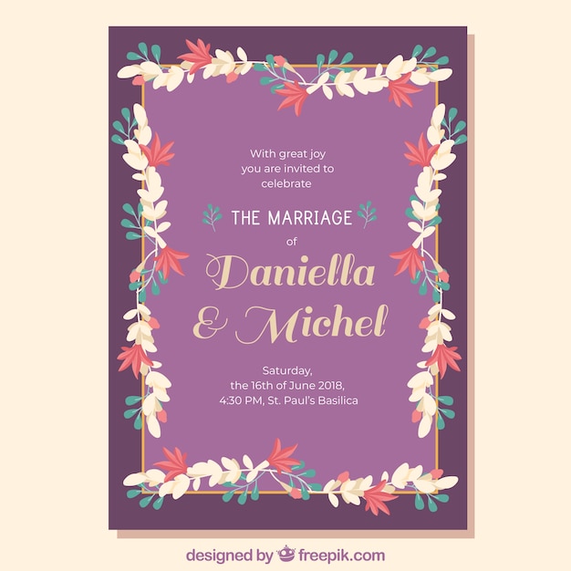 Flat Style Wedding Invitation – Free Download