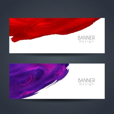 Colorful Watercolor Stains Modern Banners – Free Download