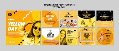 Yellow Day Template for Social Media Posts – Free Download