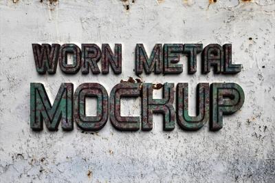 Worn Metal Logo Mockup for Industrial Designs – Free Download