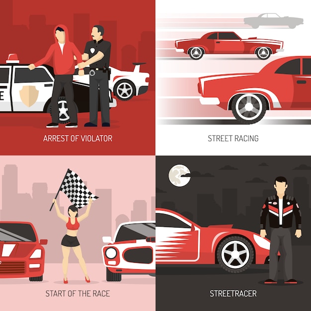 Street Racing Concept Backgrounds with Characters – Free Download