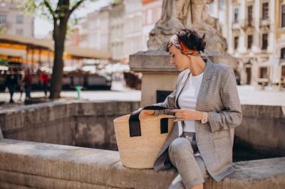 Young Woman Sitting by the Fountain – Free to Download Free Stock Photo