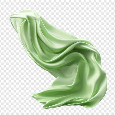 Flying Green Silk Fabric Isolated on Transparent Background – Free Download