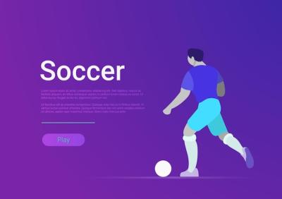 Football Player Playing Ball – Site Interface Sport Illustration – Free Download