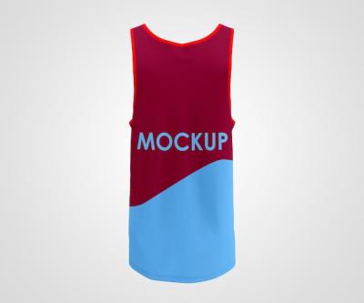 Mockup PSD of a Blue and Red Tank Top Featuring ‘Mock’ – Free Download