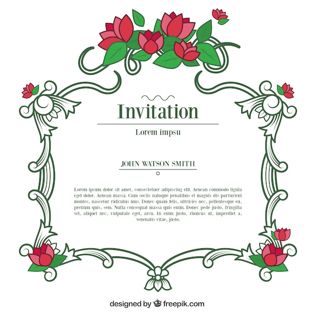 Ornamental Invitation with Flowers – Free Download, Free Stock Photo