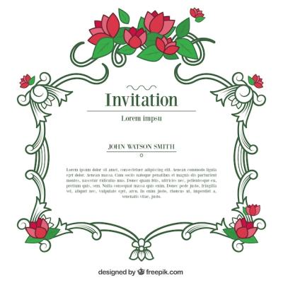 Ornamental Invitation with Flowers – Free Download, Free Stock Photo