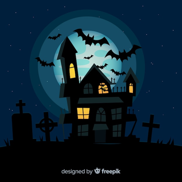 Terrific Haunted House Flat Design – Free Download, Free Stock Photo