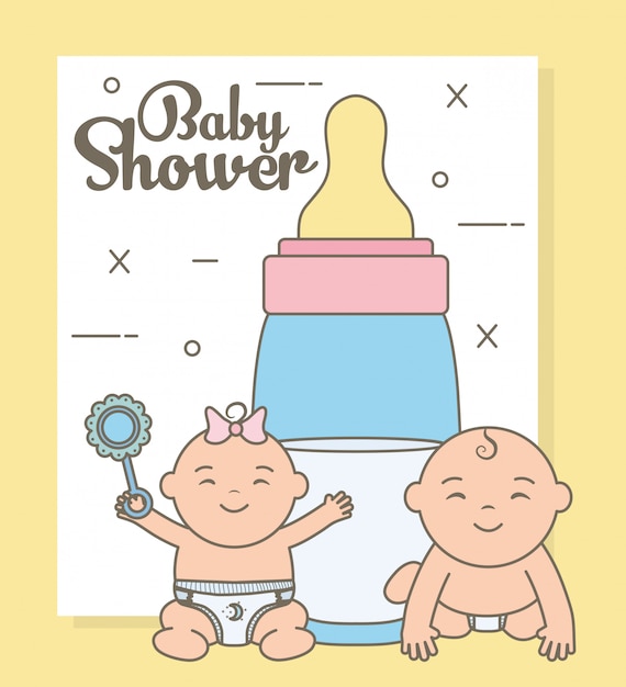 Cute Little Babies with Bottle Milk Characters – Free Download