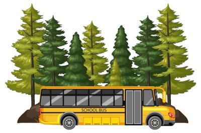 School Bus in Forest – Free Download Stock Photo