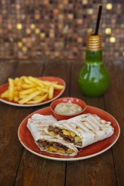 Beef Doner Wrap in Flatbread with Fries and Mayonnaise – Free Stock Photo, Download for Free