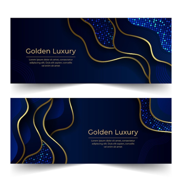 Gradient Golden Luxury Horizontal Banners Set – Free Download