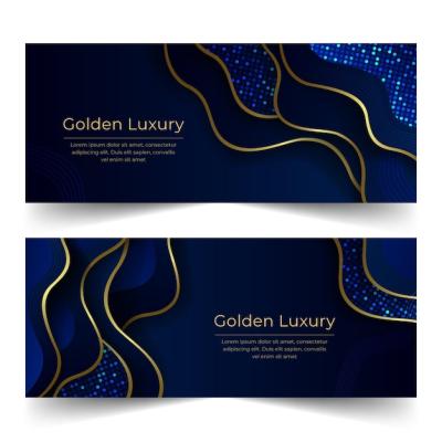 Gradient Golden Luxury Horizontal Banners Set – Free Download