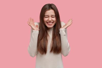 Overjoyed Smiling Lady Expressing Joy and Happiness – Free Stock Photo for Download