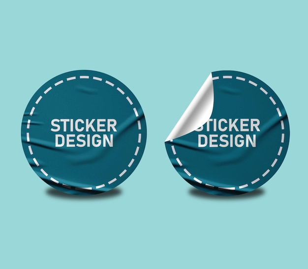 Realistic Round Two Sticker Mockup – Free Download