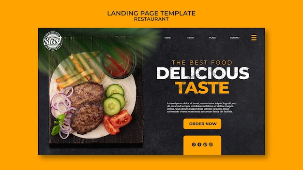 Restaurant Landing Page Template Featuring Elegant Leaves Design – Free Download